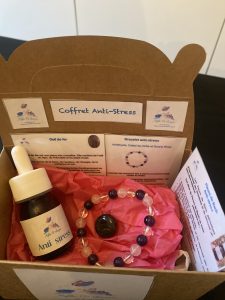 coffret cadeau, anti-stress, fleurs de Bach, Bracelets, Lithothérapie, Noël