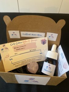 coffret cadeau, Noël, Fleurs de Bach, carte cadeau, réfléxologie, quartz rose, Lithothérapie